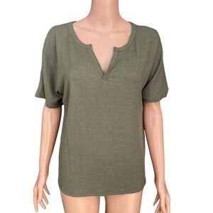 Honeydew intimates green olive waffle knit lounge shirt size M NWT